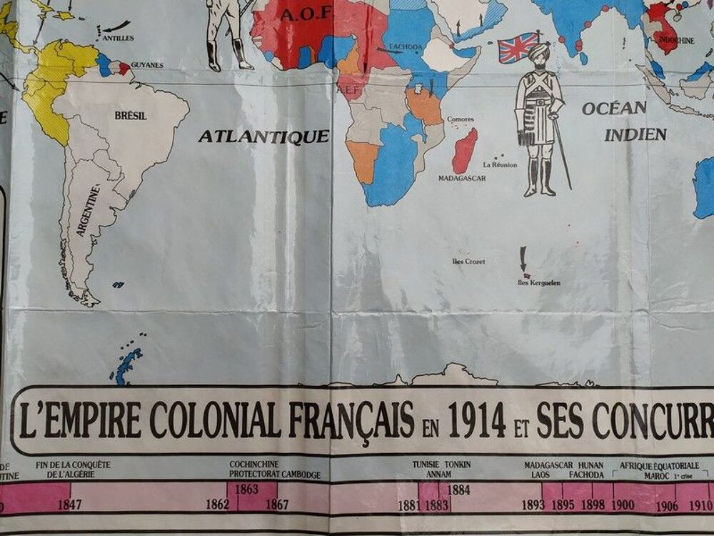 Carte scolaire l'Empire Colonial Fran&ccedil;ais en 1914 