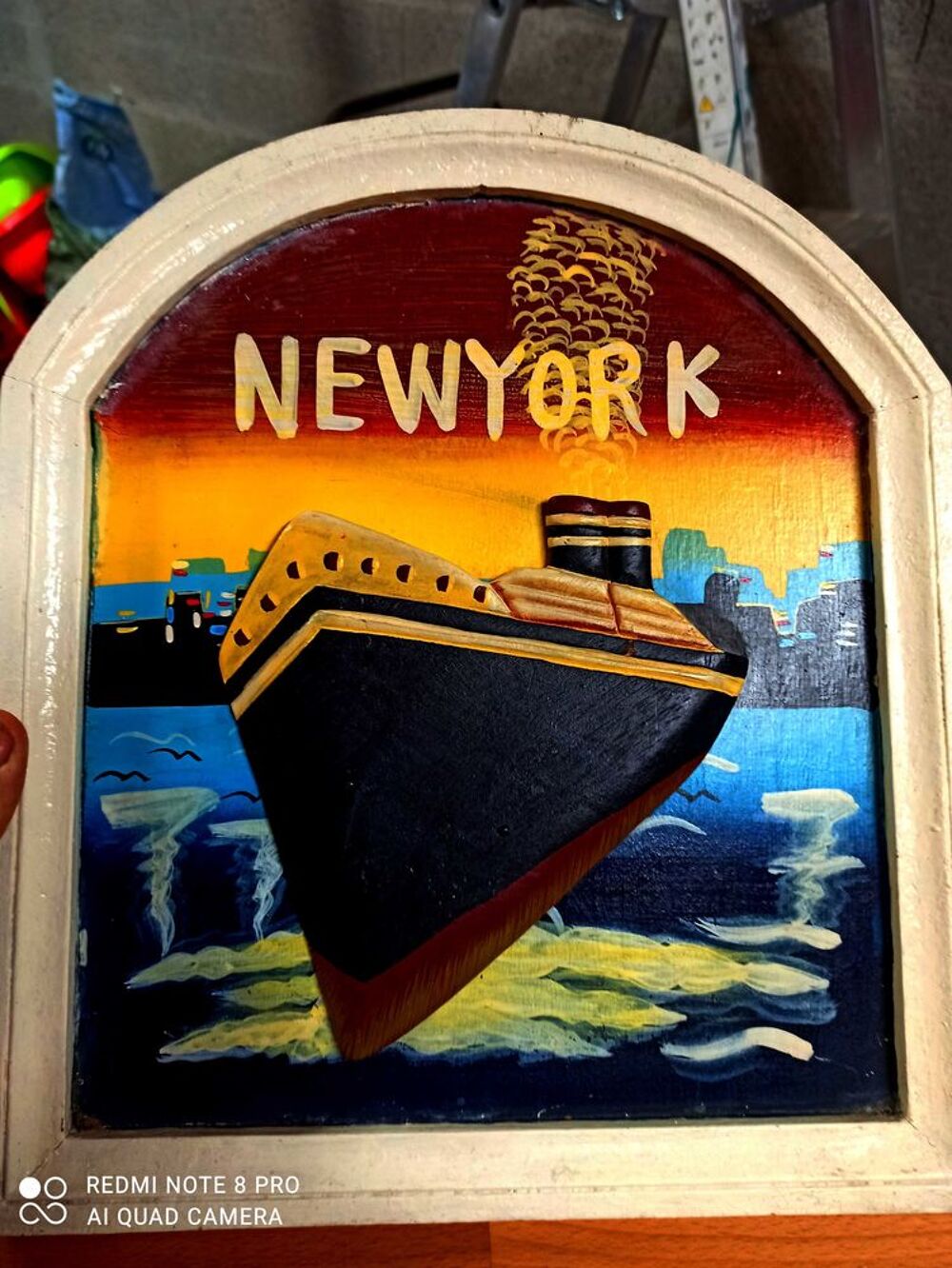 tableau &agrave; relief New York en bois Décoration