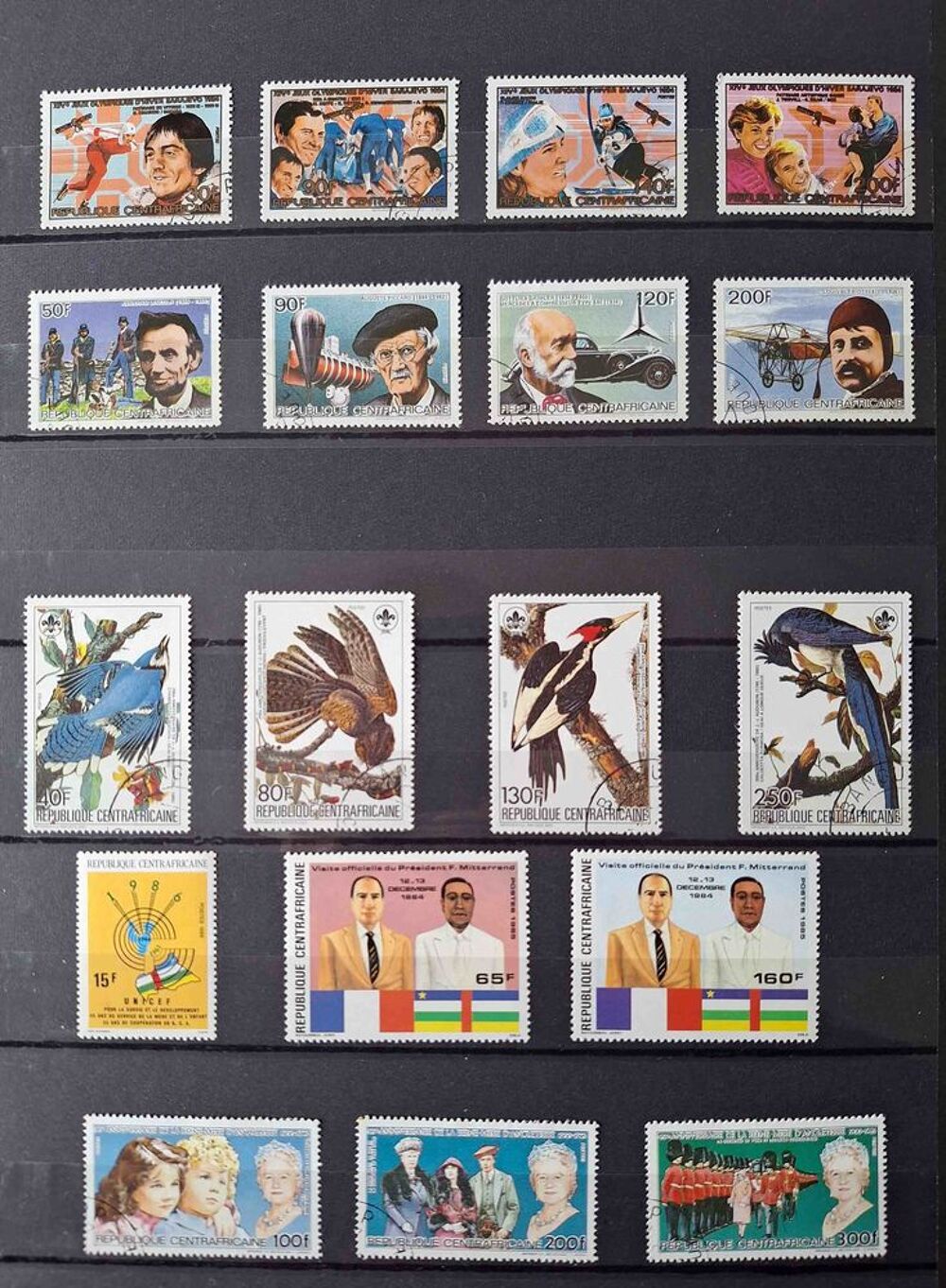 S&eacute;rie de timbres de collection de Centrafricaine 