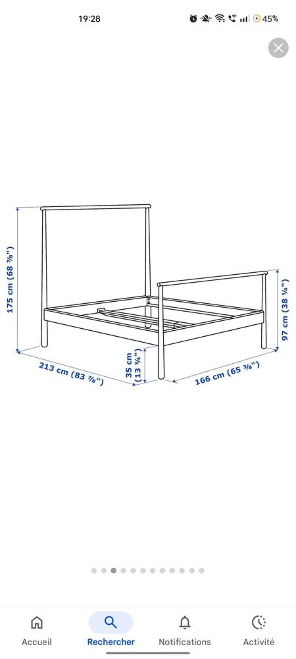 Lit Double IKEA Gjora en Bois avec Sommier &agrave; Lattes 160x200 Meubles