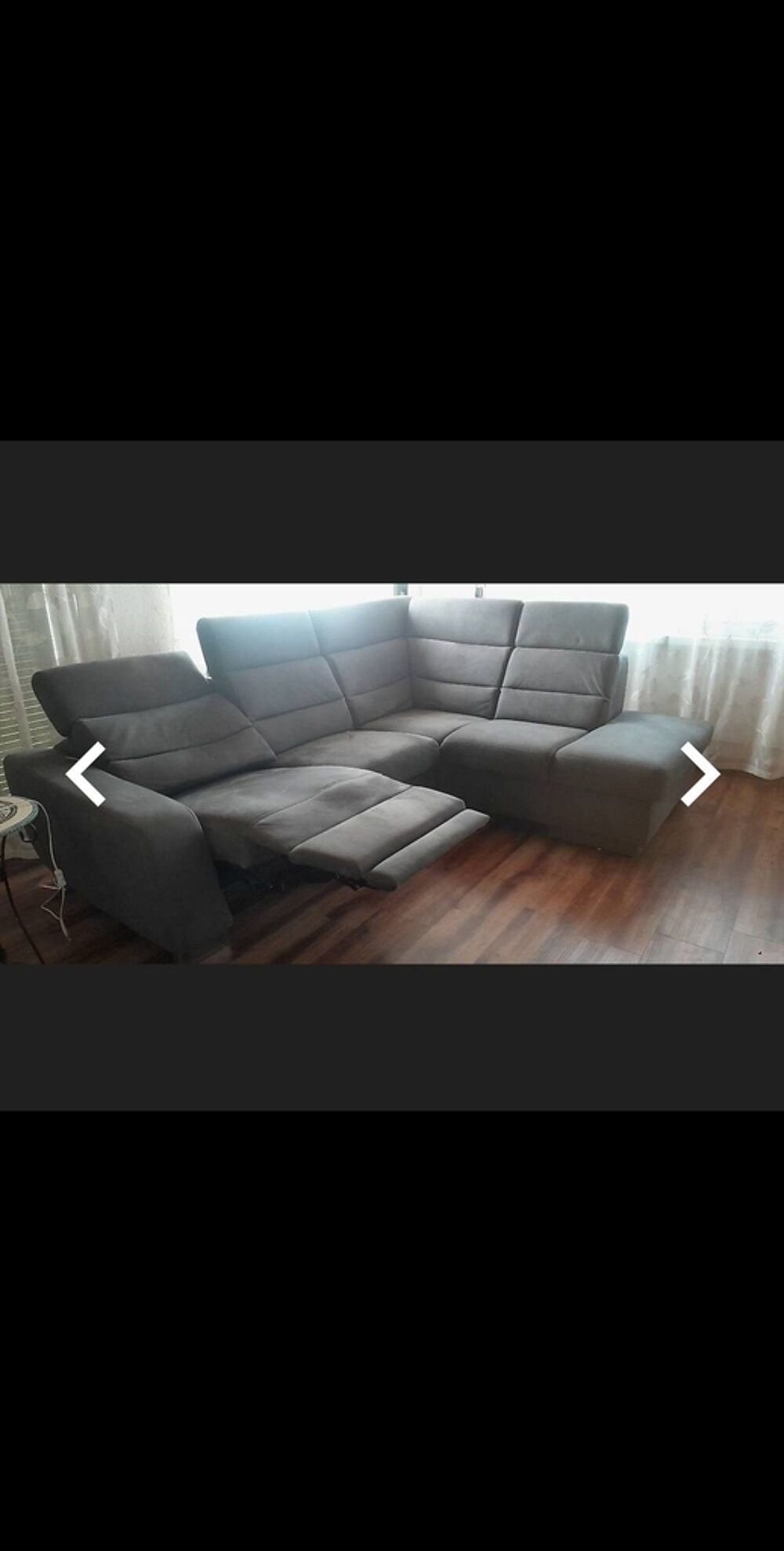 Canap&eacute; d'angle gris relax modulable Meubles