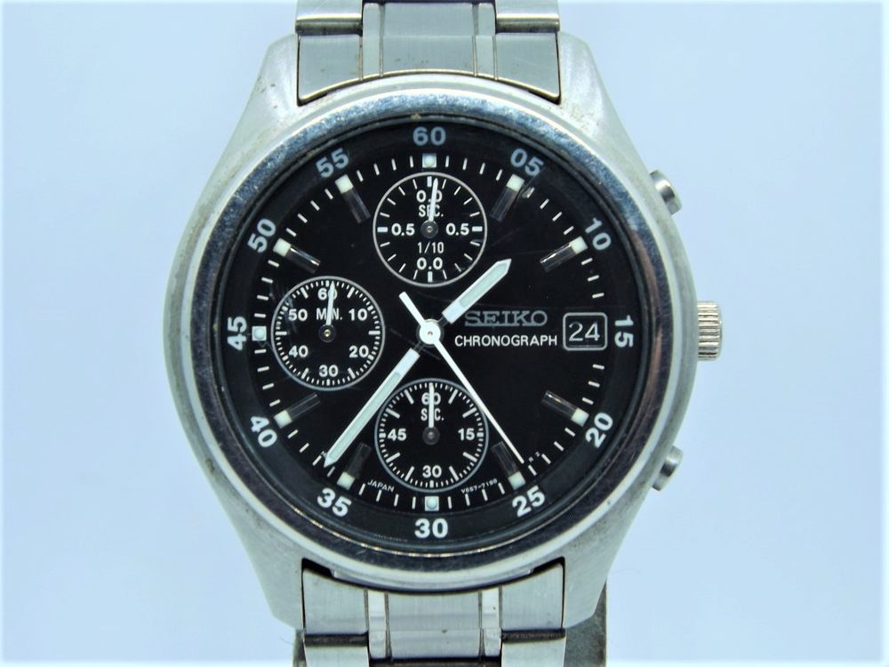 Tr&egrave;s belle chrono Seiko 'sports' 1/10 sec V657-7100 2001 Bijoux et montres