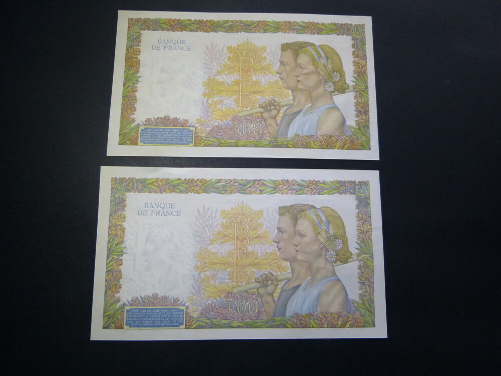 f-32 lot 2 billets 500 f paix 