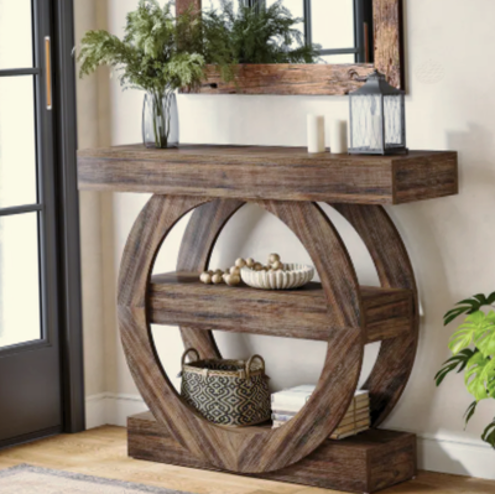 Console cercle sculpt&eacute; ? Meuble d'entr&eacute;e au design organique Meubles