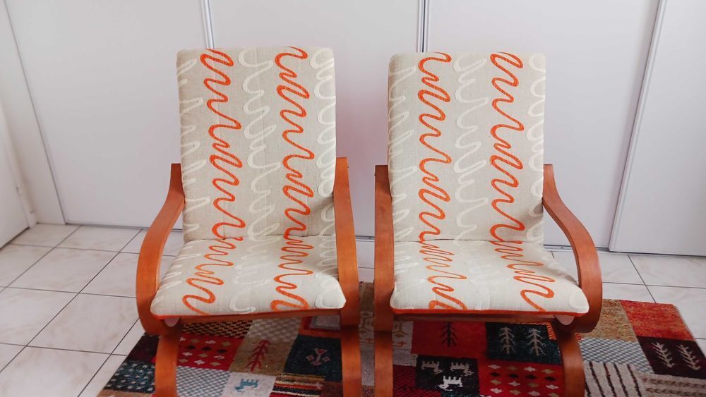 2 fauteuils beige/orange Meubles