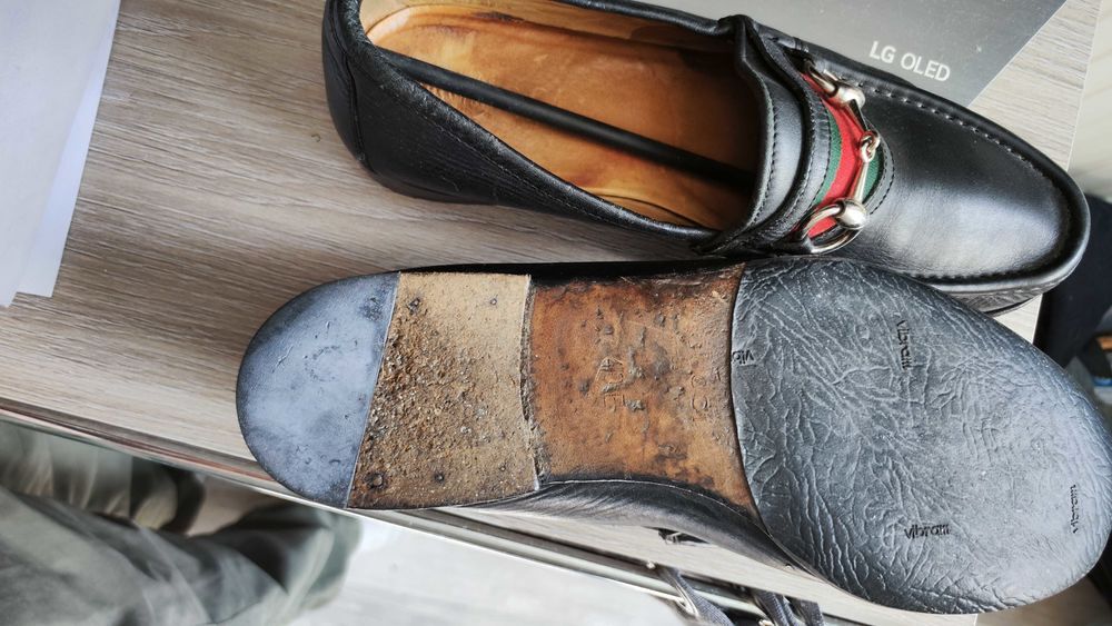 mocassins GUCCI cuir Marine cousues Main Chaussures
