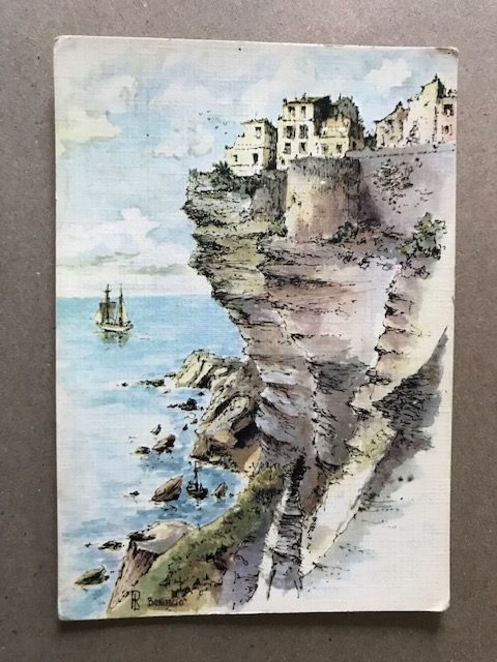 CPA Aquarelle Corse Bonifacio 