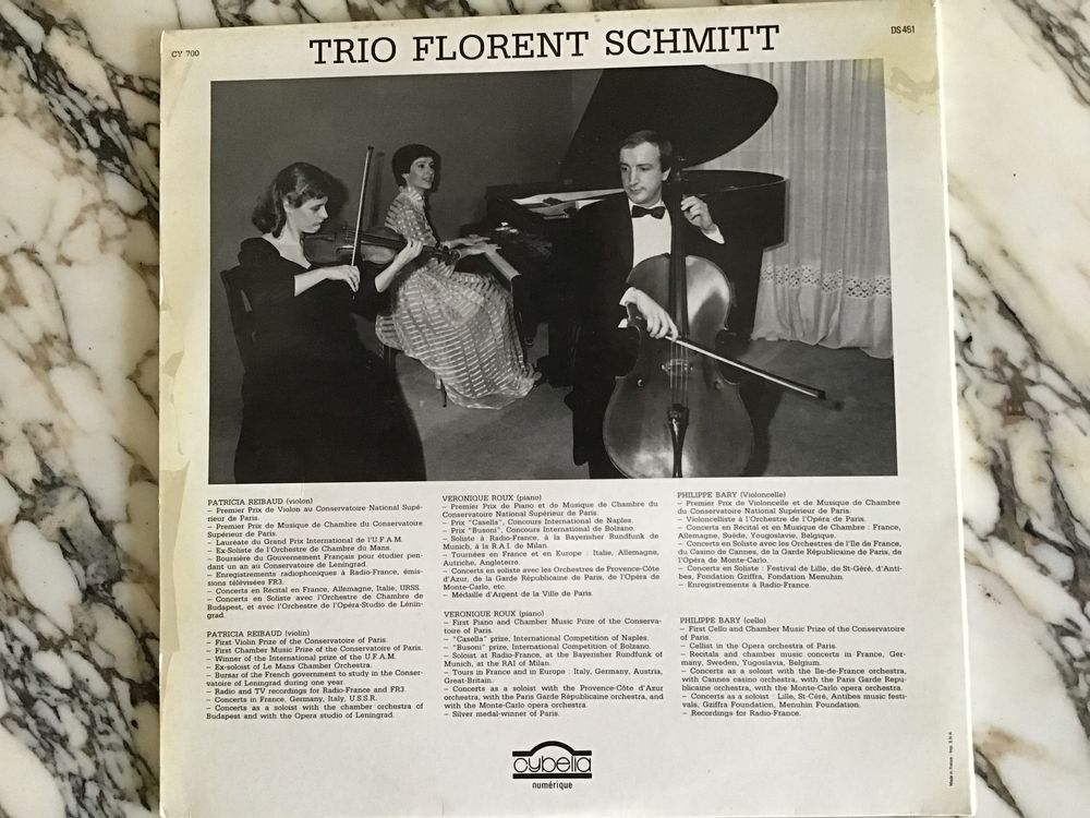 Roussel/Schmitt - Musique fran&ccedil;aise du 20 eme si&egrave;cle- Trio Florent Schmitt CD et vinyles