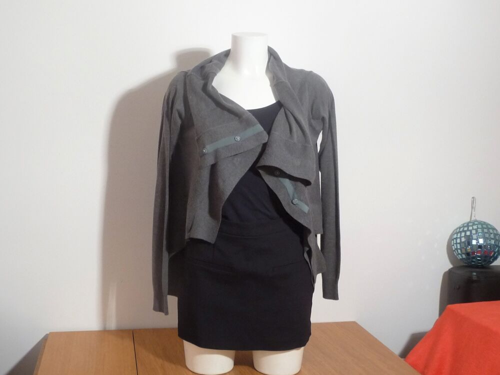 Gilet Gris Anthracite &agrave; Manches Longues- Taille 2 Vêtements