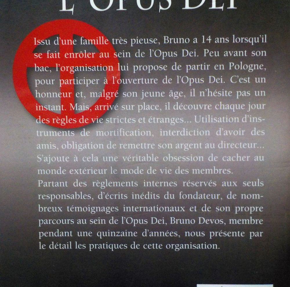 LA FACE CACHEE DE L'OPUS DEI par Bruno DEVOS France loisirs Livres et BD