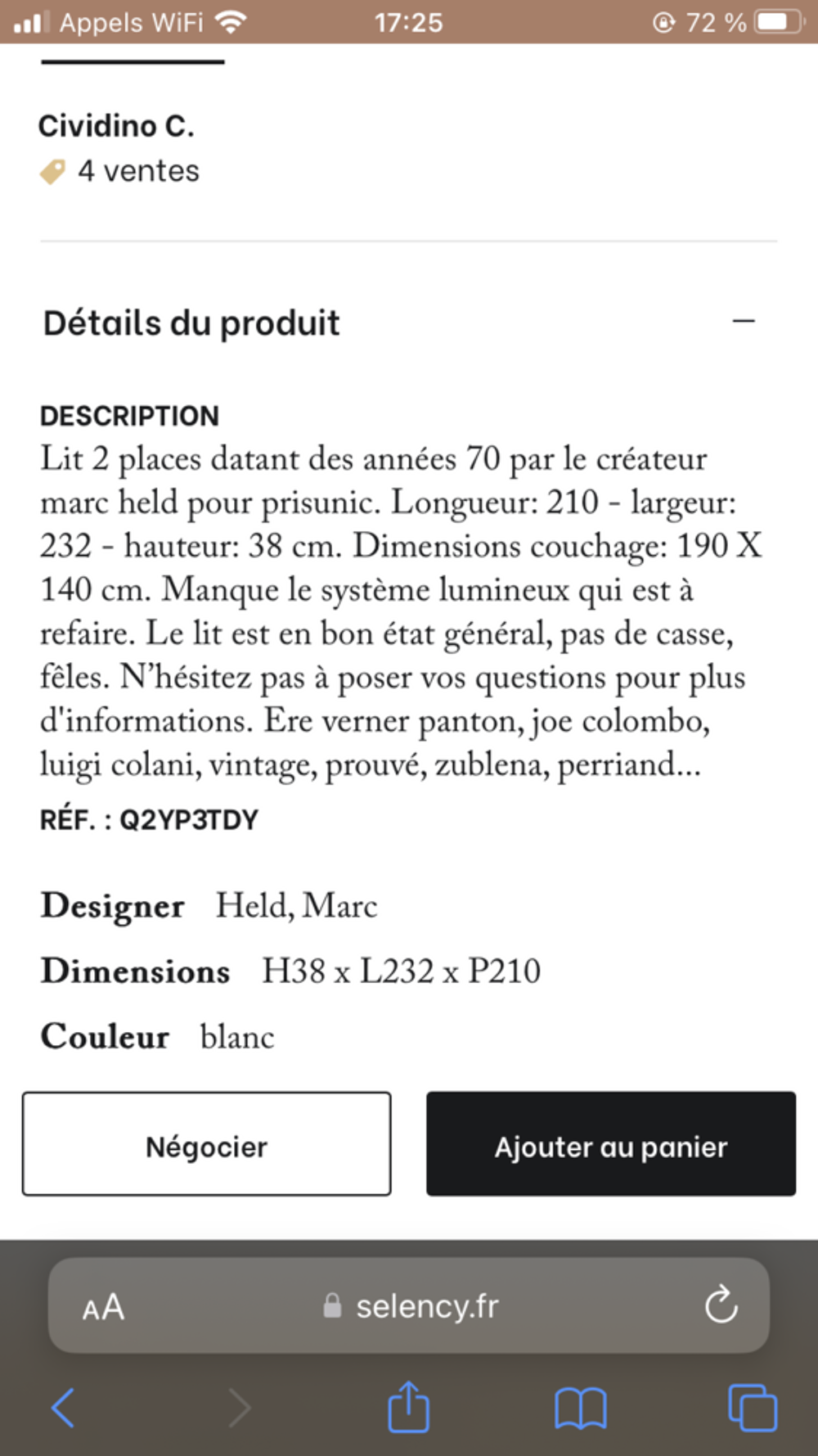 Demi lit en fibre de verre des ann&eacute;es 60 Meubles