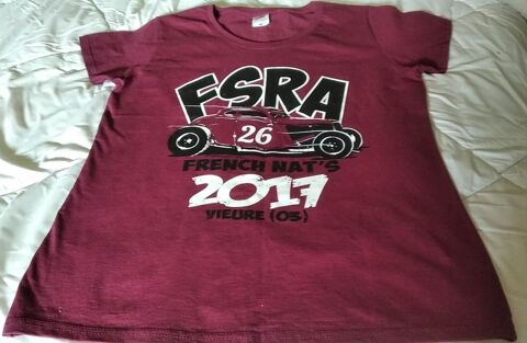 tee-shirt FEMME taille L, bordeaux avec motifs FSRA 5 Ervy-le-Chtel (10)