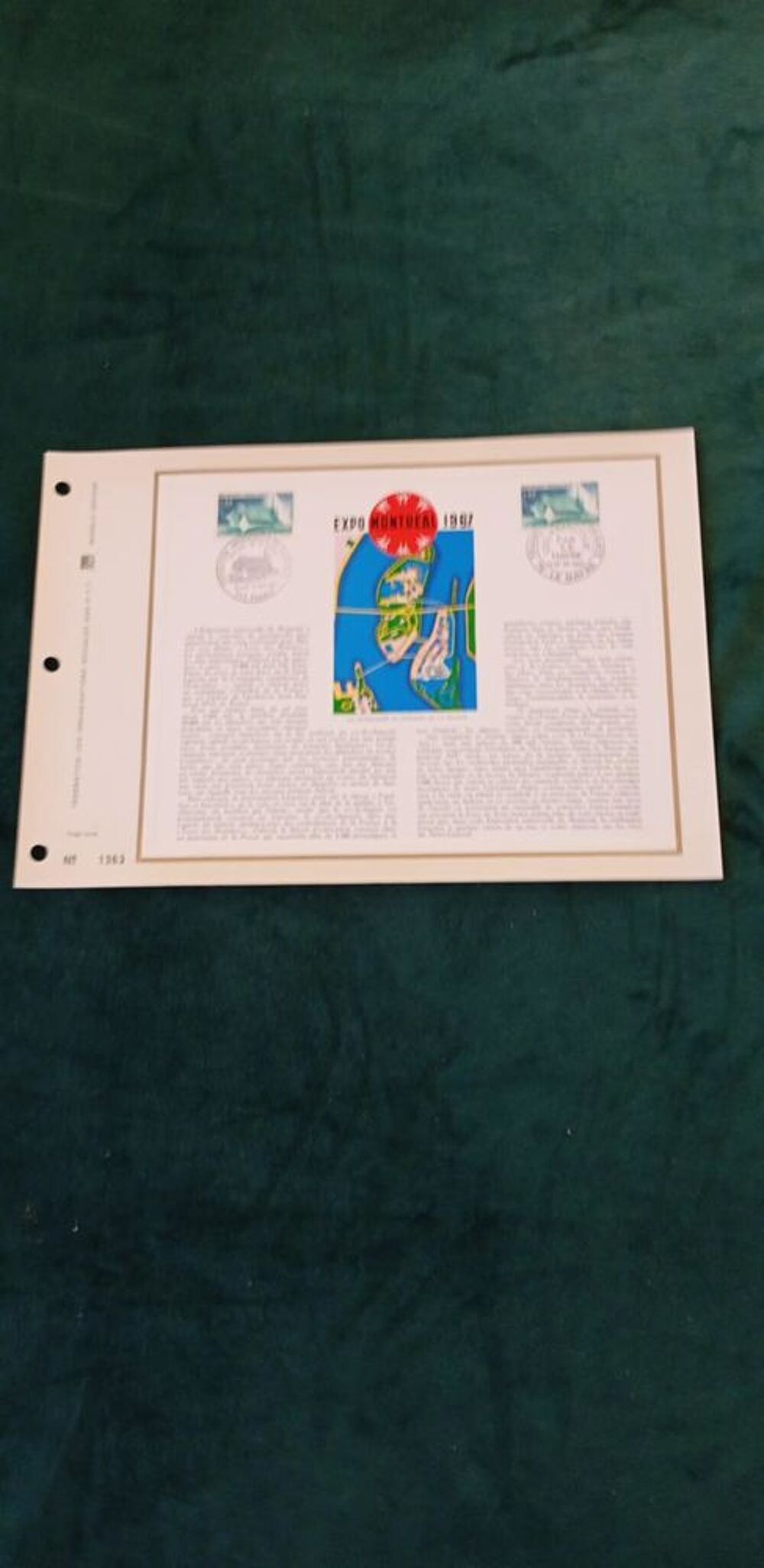 Feuille cartonn&eacute;e Premier Jour CEF 1967 