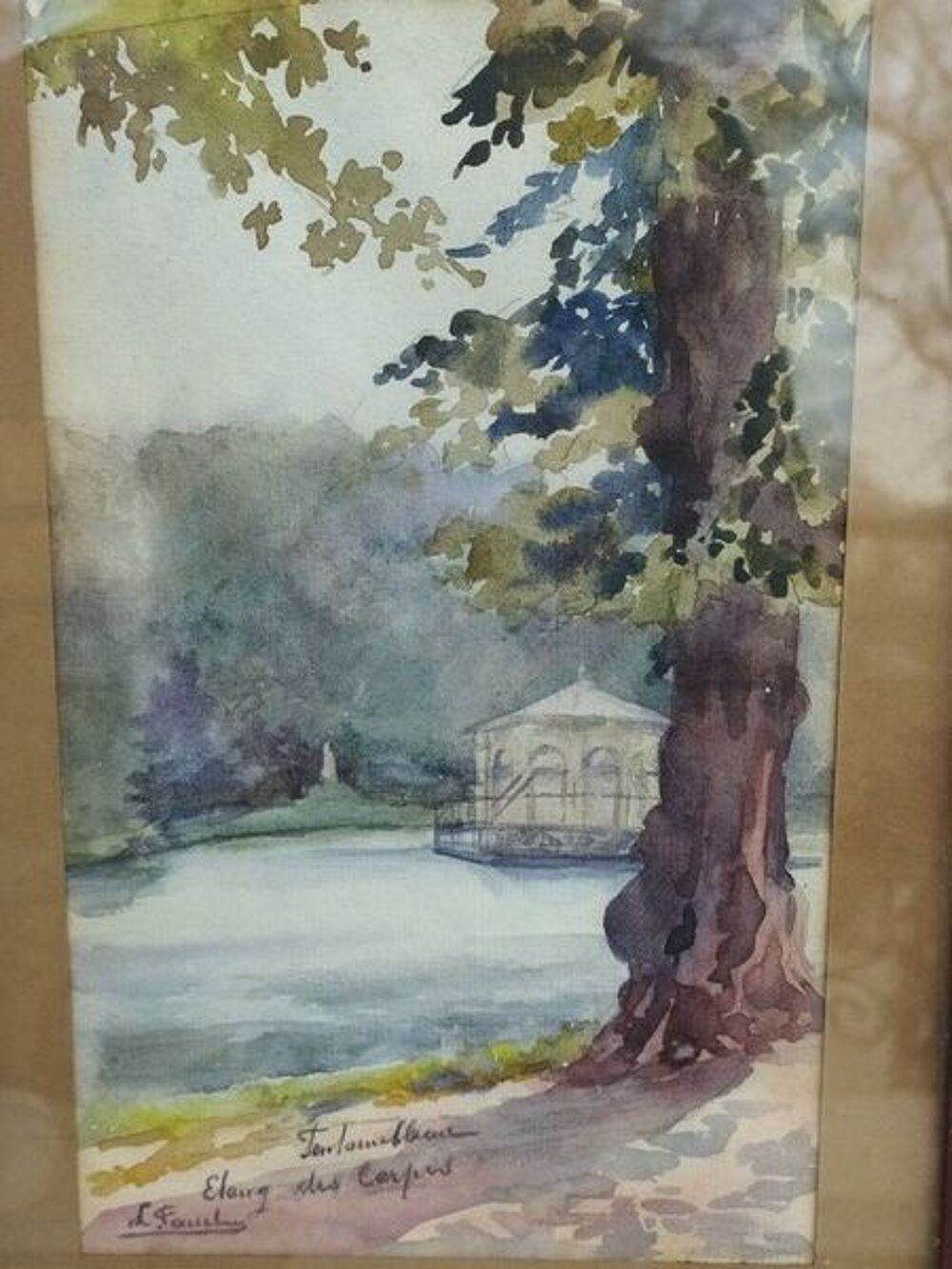 Tableau Aquarelle Fontainebleau &Eacute;tang des Carpes Décoration
