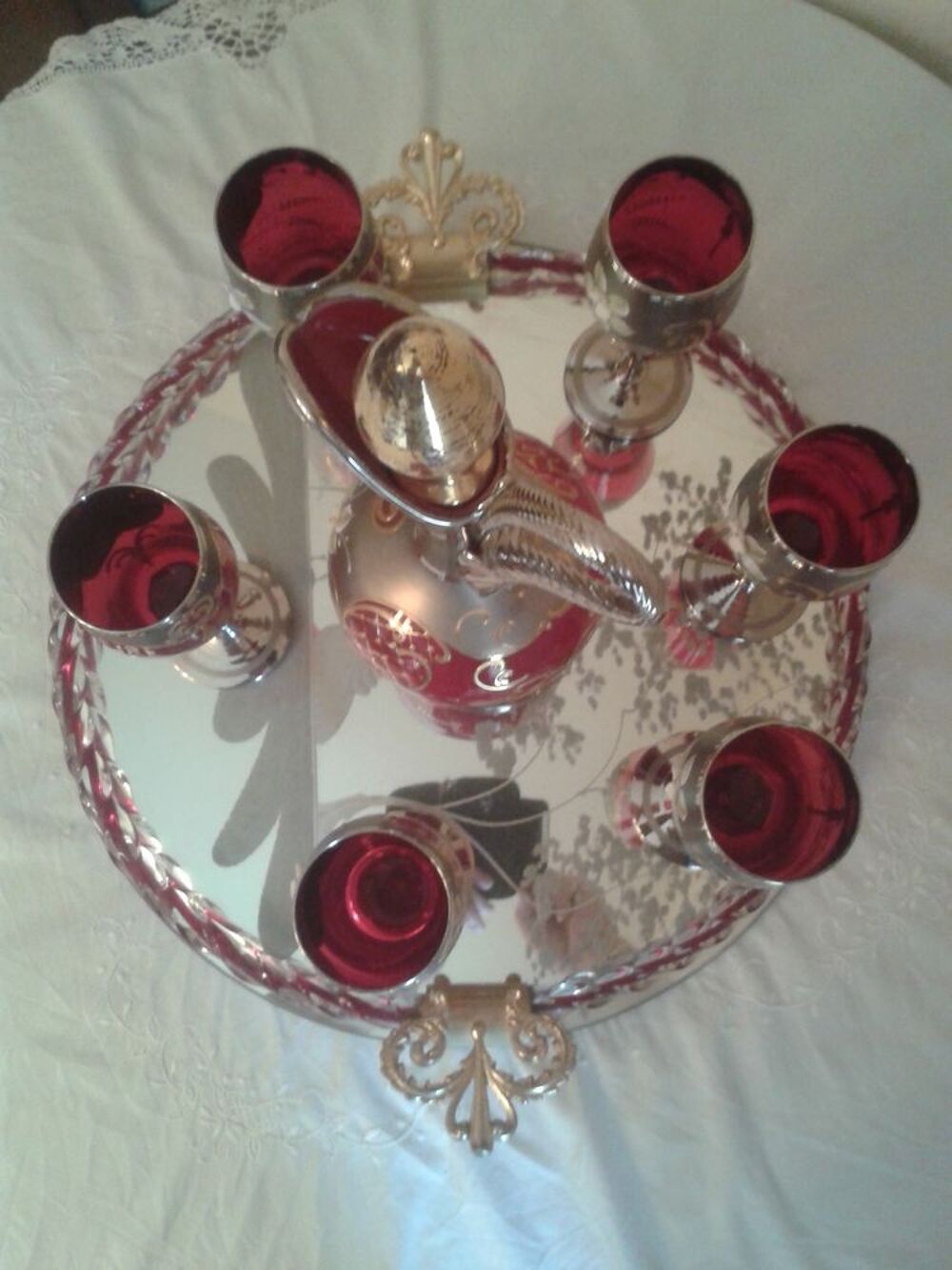 CRISTAL DE MURANO VINTAGE (1981) 6 verres + plateau+cruche 