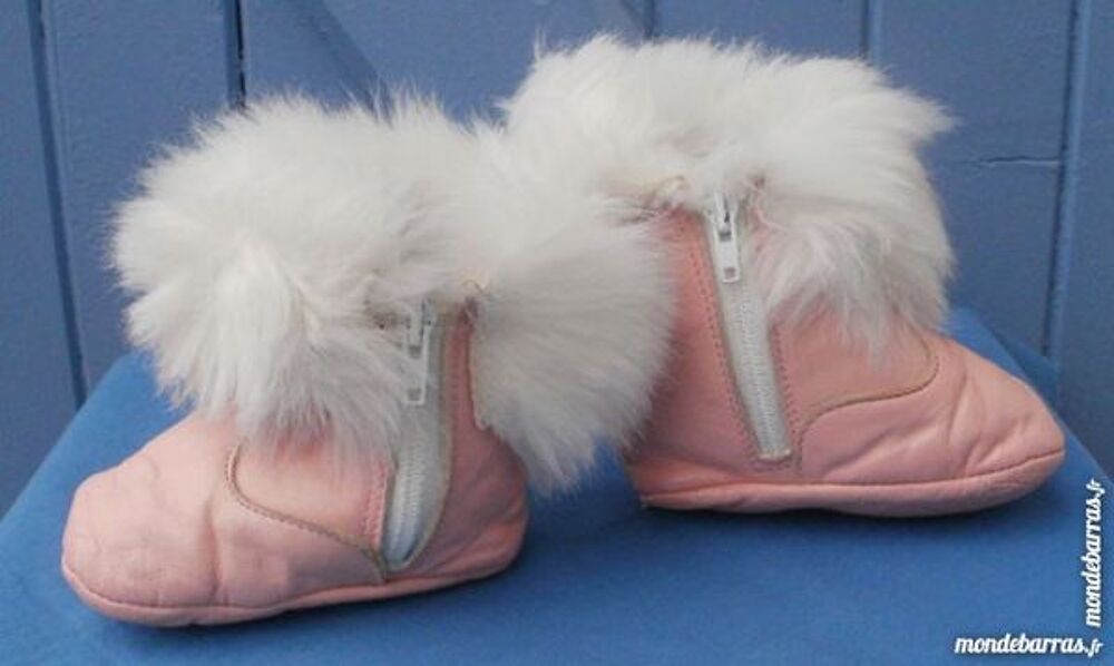 Chaussures bottes roses vintage marque BIQUET T19 Chaussures
