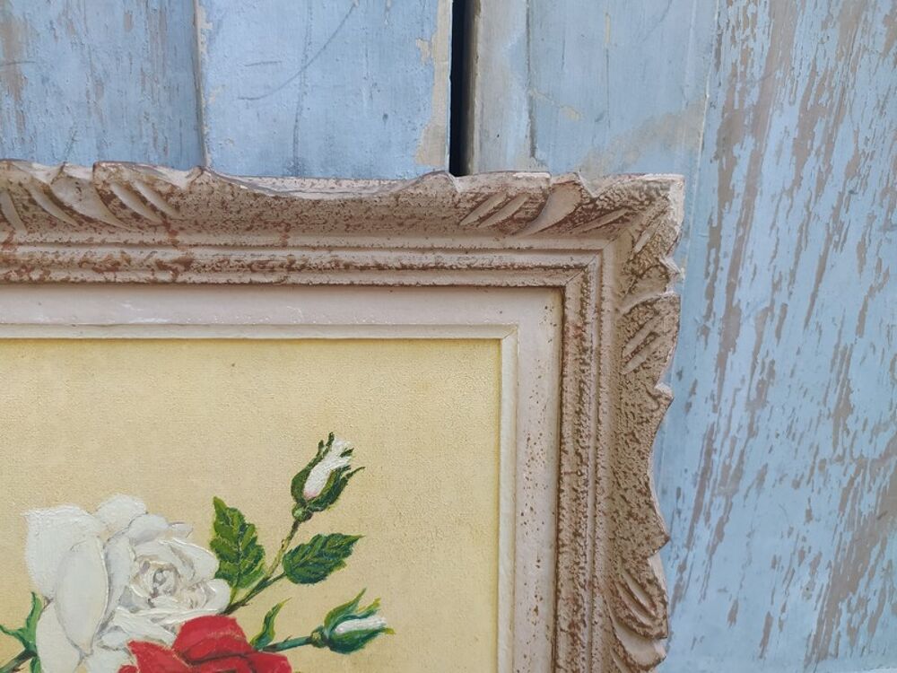 Tableau Bouquet de Fleurs Roses Sign&eacute; P. Calonne
Décoration