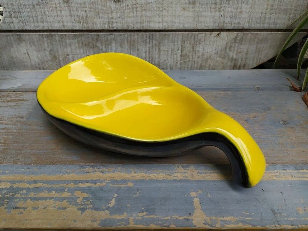 Coupe C&eacute;ramique Noir Jaune Vintage Style Chambost Dcoration