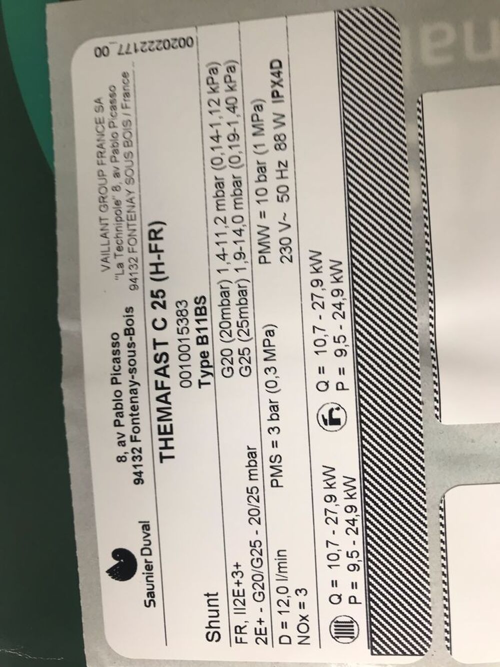 Chaudi&egrave;re &agrave; gaz Thermafast C 25 (H-FR)
Eau chaude+chauffage Bricolage
