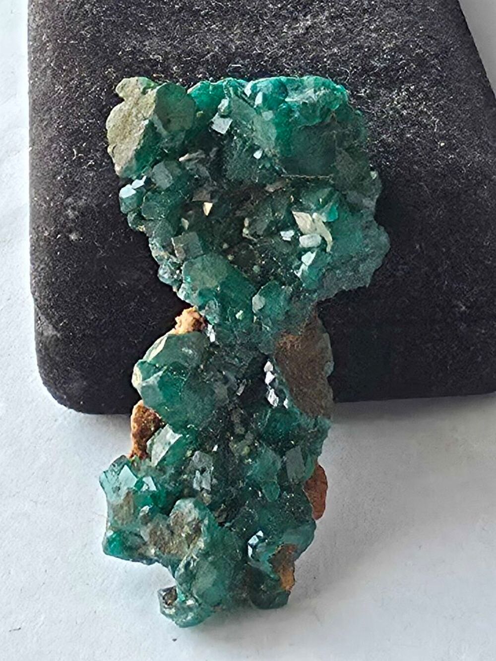 Dioptase brute sur matrice-Min&eacute;ral de collection Katanga 15g 