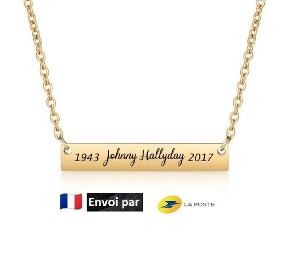 Collier hommage barre ID Johnny Hallyday Bijoux et montres