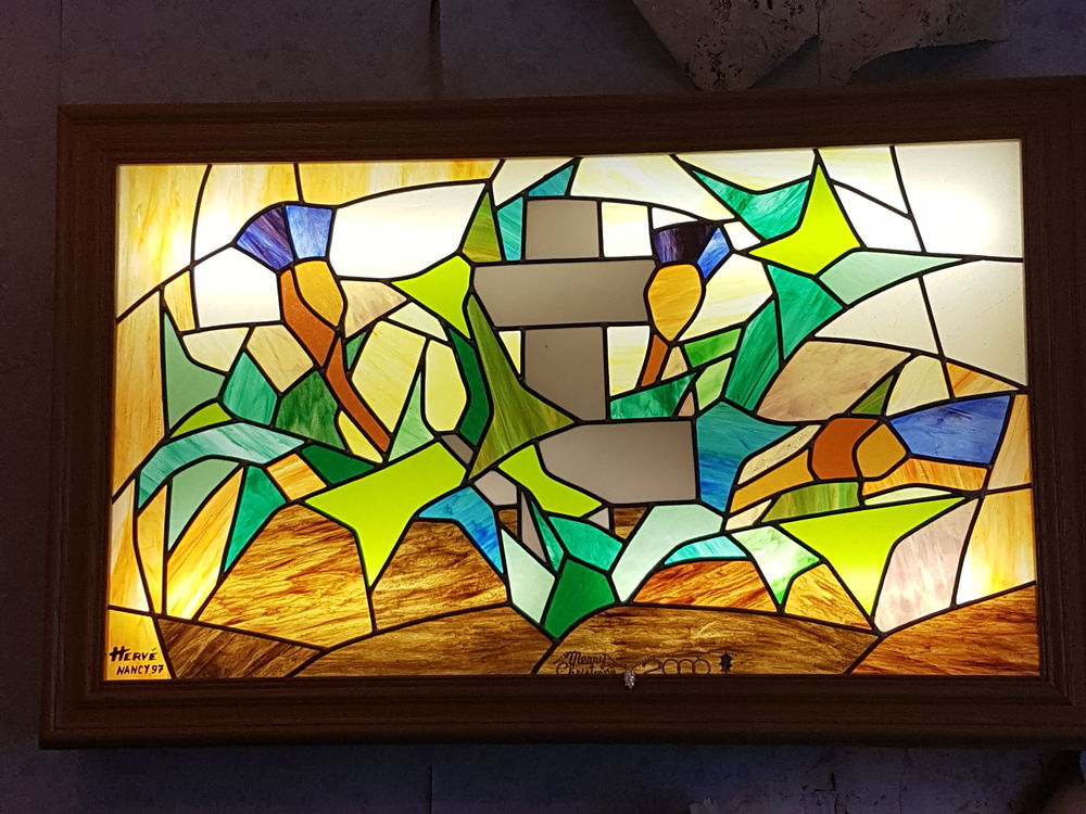Tableaux en vitrail. Pi&egrave;ces uniques. Décoration