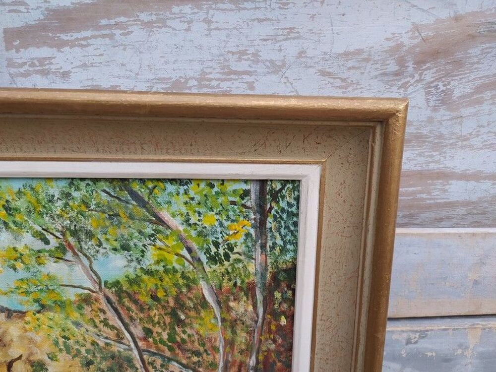 Tableau Le Pont d'Arc Ard&egrave;che Huile sur Toile Sign&eacute; E.G 