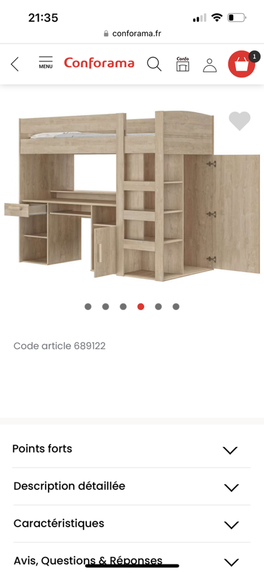 Lit combin&eacute; ( grand bureau, penderie, nombreux rangements) Meubles
