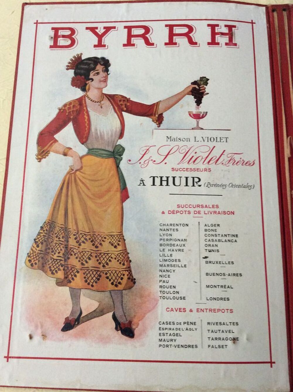 Porte menu publicitaire ancien de la marque Byrrh 