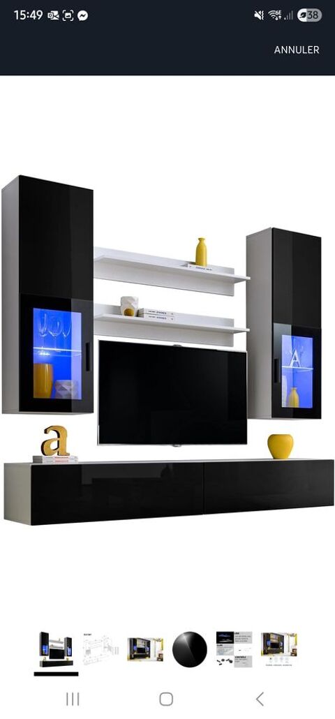 Meuble tv laqu� noir 200 Solli�s-Pont (83)