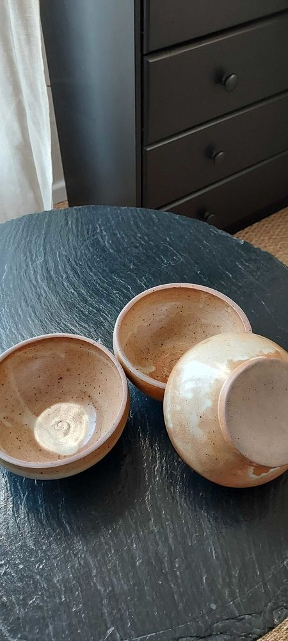 lot de 3 bols en gr&egrave;s &eacute;maill&eacute; Dcoration