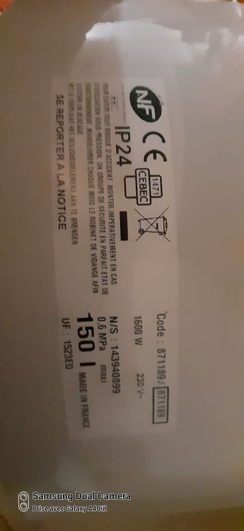 Chauffe eau 150L Electroménager