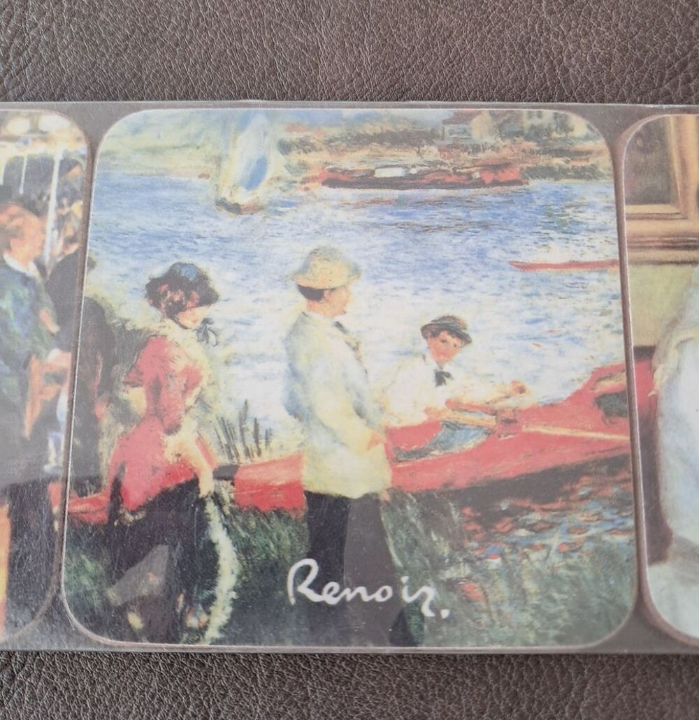 lot de 6 dessous de verre en li&egrave;ge illustr&eacute; par Renoir Cuisine
