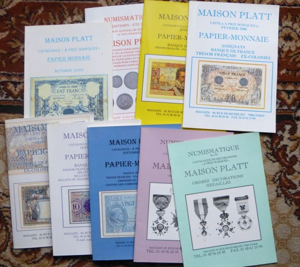  lot de cat numismatique albukerque , platt, burgan , etc 