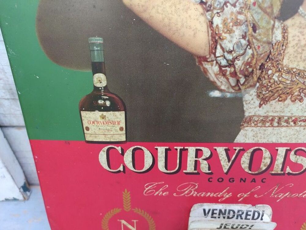 Calendrier Plaque T&ocirc;le Publicitaire Cognac Courvoisier 