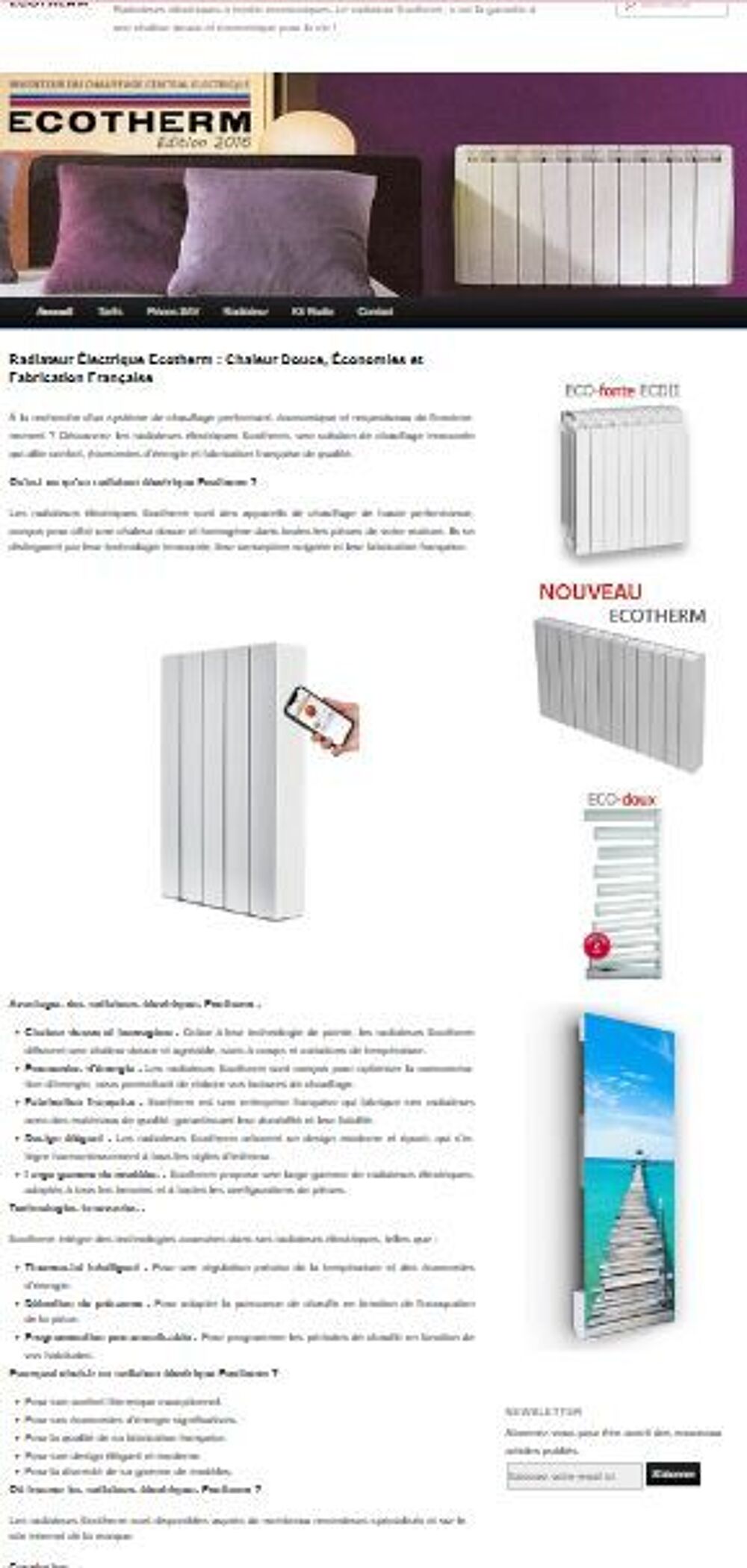 Radiateur &eacute;lectrique ECOTHERM &agrave; inertie fluide ? 1800W mobil Electroménager