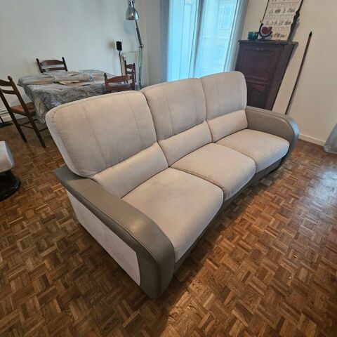 Canap� 3 places cuir et velours 290 P�rigueux (24)
