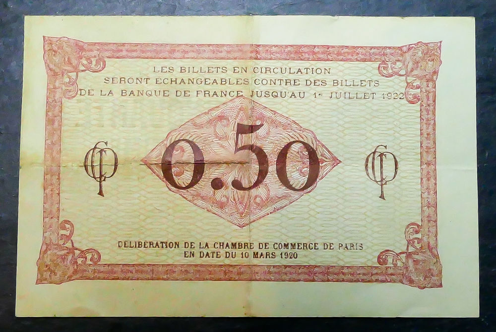 Petit billet de la chambre de commerce de Paris (1920) 