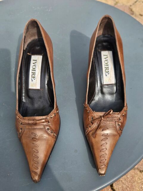 Escarpins Elite � talons couleur cuir satin� 20 Couternon (21)