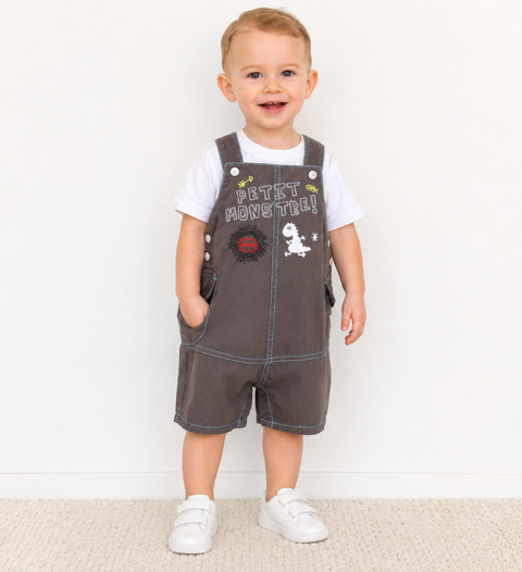 Salopette short bebe garçon La Compagnie des Petits 12 mois Brienne-le-Château (10)