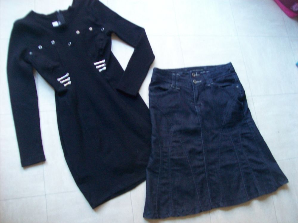 ROBE et veste noires, jupe jean fonc&eacute; - S - zoe Vêtements