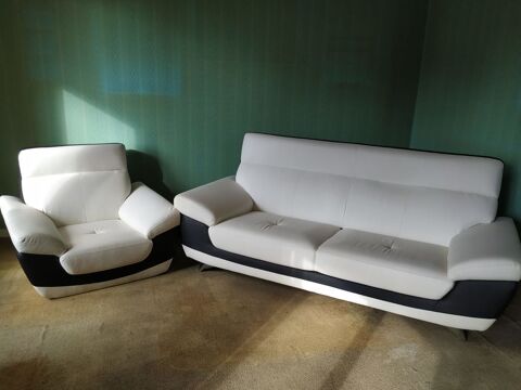 Canap en cuir+ 1 fauteuil 200 Quimper (29)