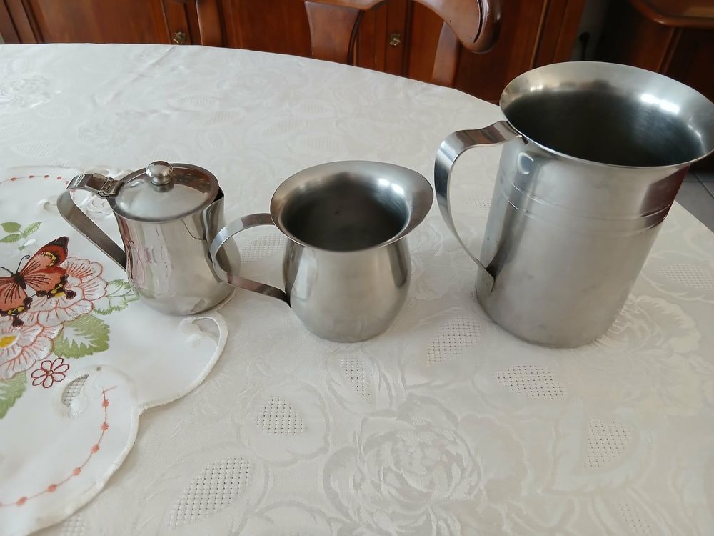  Lot trois pots 1 grand Guy Degrenne inox lourd N&deg; 1456 Cuisine