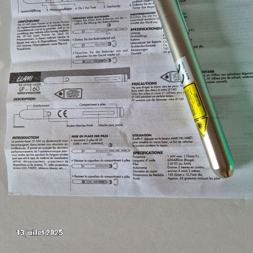 Pointeur laser corps m&eacute;tal - Elami, pour pr&eacute;sentation sur ta Bricolage