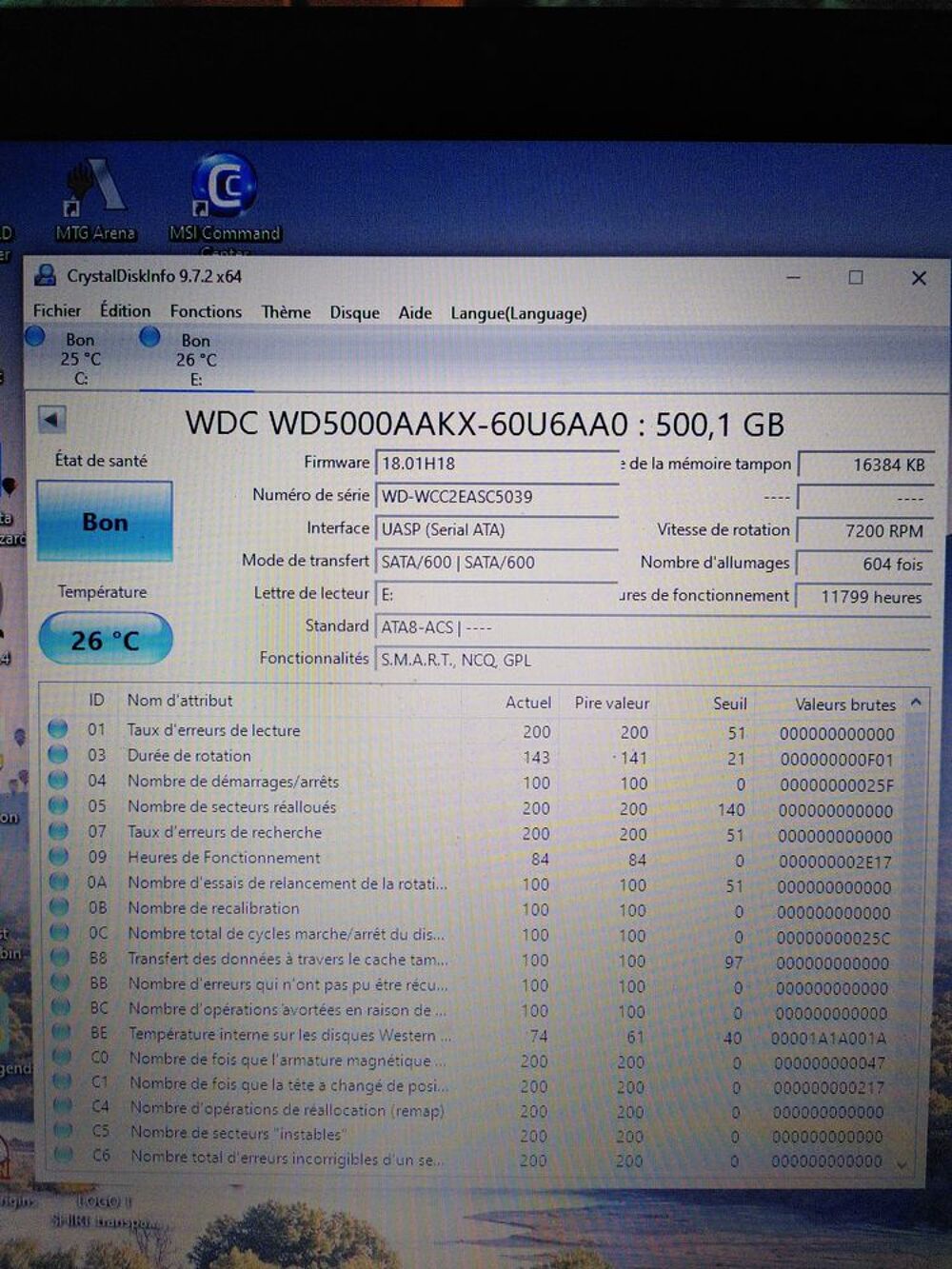 Disque dur WD Blue 500Go 3.5 SATA 7200RPM Matériel informatique