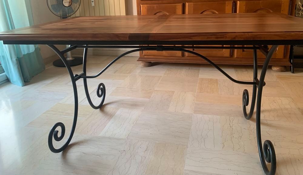 table en bois et fer forg&eacute; Meubles
