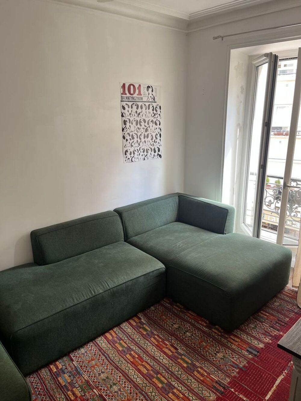 Canap&eacute; d'angle modulable BOBOCHIC MEGEVE vert + pouf - Excellent &eacute;tat Meubles