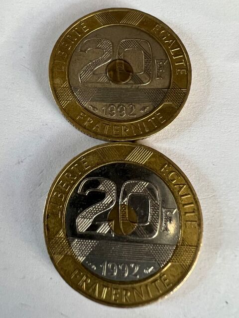 20 Francs 1992 le mont st Michel. 10 euros les 2 pièces. 10 Pierrelaye (95)
