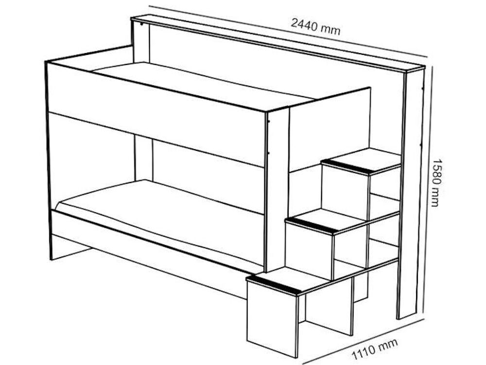 Lit superpos&eacute; 90x200 cm 3 couchage + 3 matelas Meubles