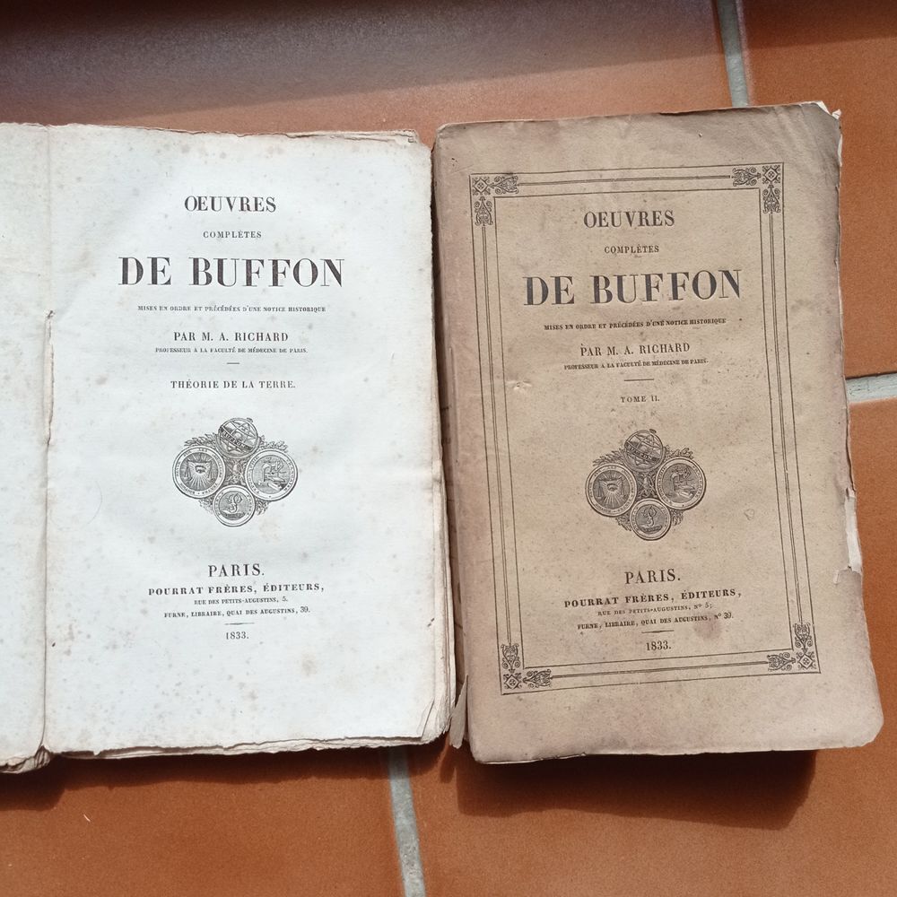 OEUVRES COMPL&Egrave;TES DE BUFFON en 20 volumes broch&eacute;s -1833-1834- Livres et BD